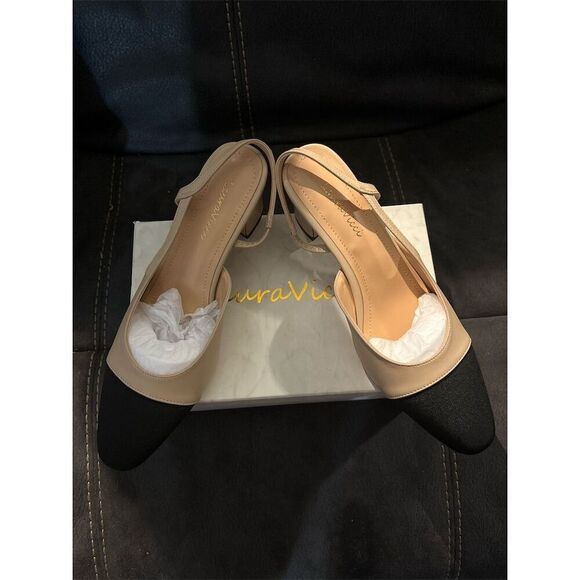 Laura Vicci Women's Two-Tone Slingback Heels Size 9 Multicolor Formal - Picture 1 of 4
